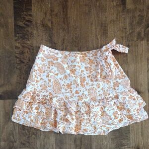 Adorable Forever 21 Flowy Orange and White Floral Mini Skirt